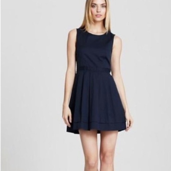 THEORY Calyxa Navy Pleated Dress Sz 2 - Picture 1 of 5